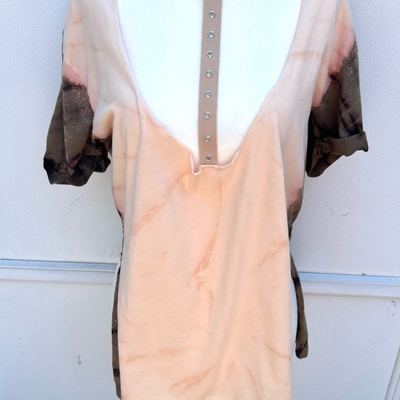 Affliction Standard Series T Shirt Women S Tie Dye Pink Brown Studs Biker Grunge - Picture 2 of 12